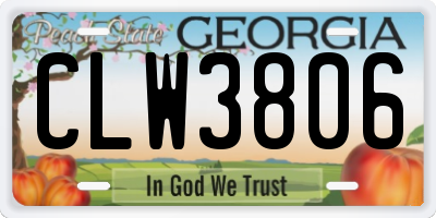 GA license plate CLW3806