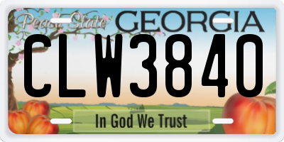 GA license plate CLW3840