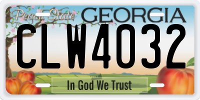 GA license plate CLW4032
