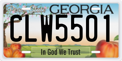 GA license plate CLW5501