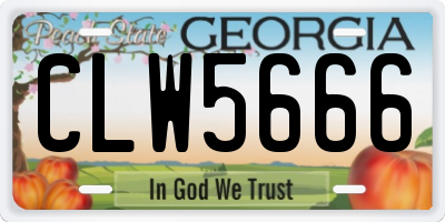 GA license plate CLW5666