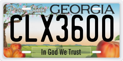 GA license plate CLX3600