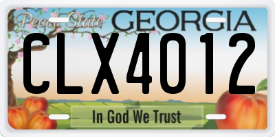 GA license plate CLX4012