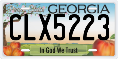 GA license plate CLX5223