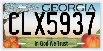 GA license plate CLX5937