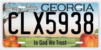 GA license plate CLX5938
