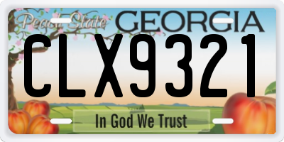 GA license plate CLX9321