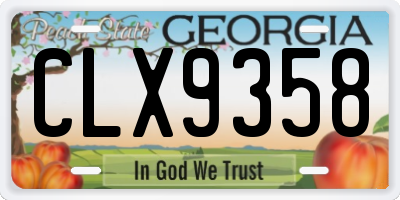 GA license plate CLX9358