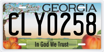 GA license plate CLY0258
