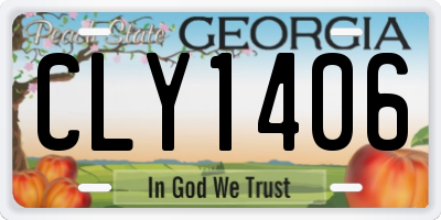 GA license plate CLY1406