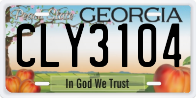 GA license plate CLY3104