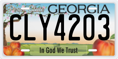 GA license plate CLY4203