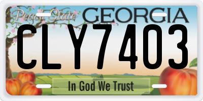 GA license plate CLY7403