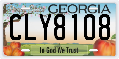 GA license plate CLY8108