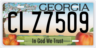 GA license plate CLZ7509