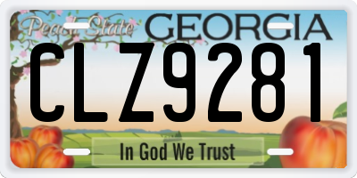 GA license plate CLZ9281
