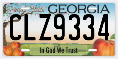GA license plate CLZ9334