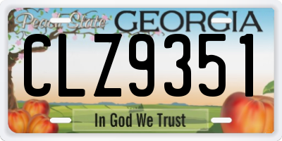 GA license plate CLZ9351