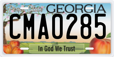 GA license plate CMA0285