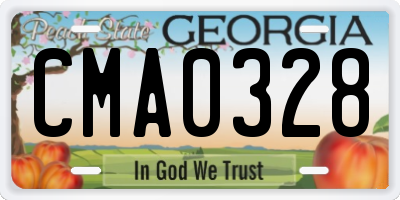GA license plate CMA0328