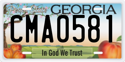 GA license plate CMA0581