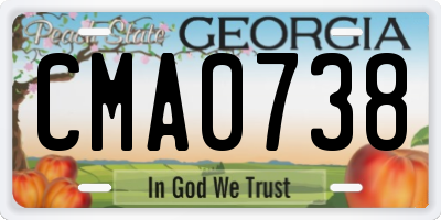 GA license plate CMA0738