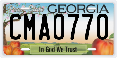 GA license plate CMA0770