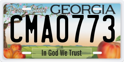 GA license plate CMA0773