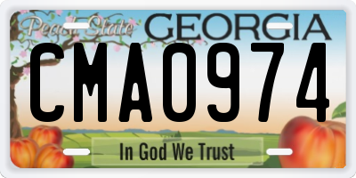 GA license plate CMA0974