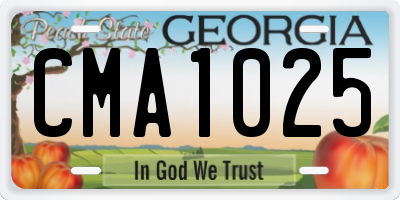 GA license plate CMA1025