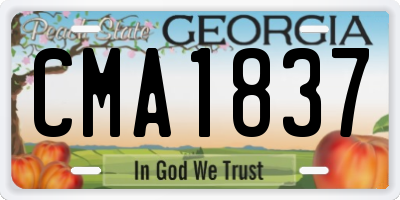 GA license plate CMA1837