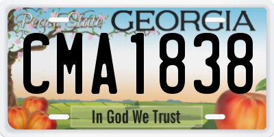 GA license plate CMA1838