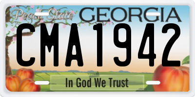 GA license plate CMA1942