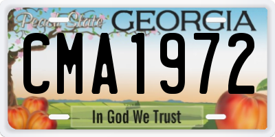 GA license plate CMA1972