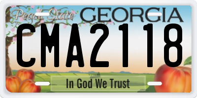 GA license plate CMA2118