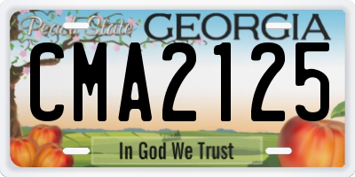 GA license plate CMA2125
