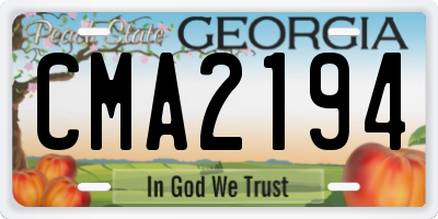 GA license plate CMA2194