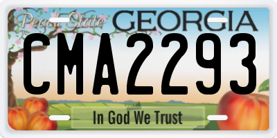 GA license plate CMA2293