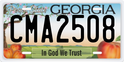 GA license plate CMA2508