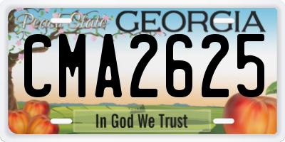 GA license plate CMA2625