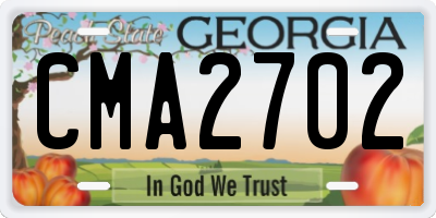GA license plate CMA2702