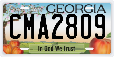 GA license plate CMA2809