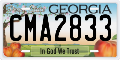 GA license plate CMA2833