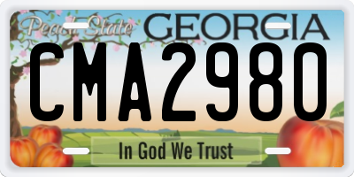 GA license plate CMA2980