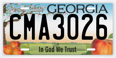 GA license plate CMA3026