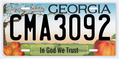 GA license plate CMA3092