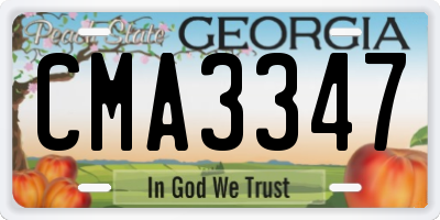 GA license plate CMA3347