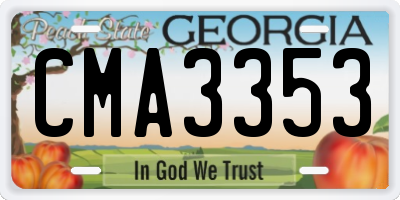 GA license plate CMA3353