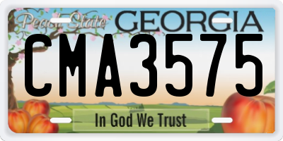 GA license plate CMA3575