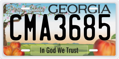 GA license plate CMA3685